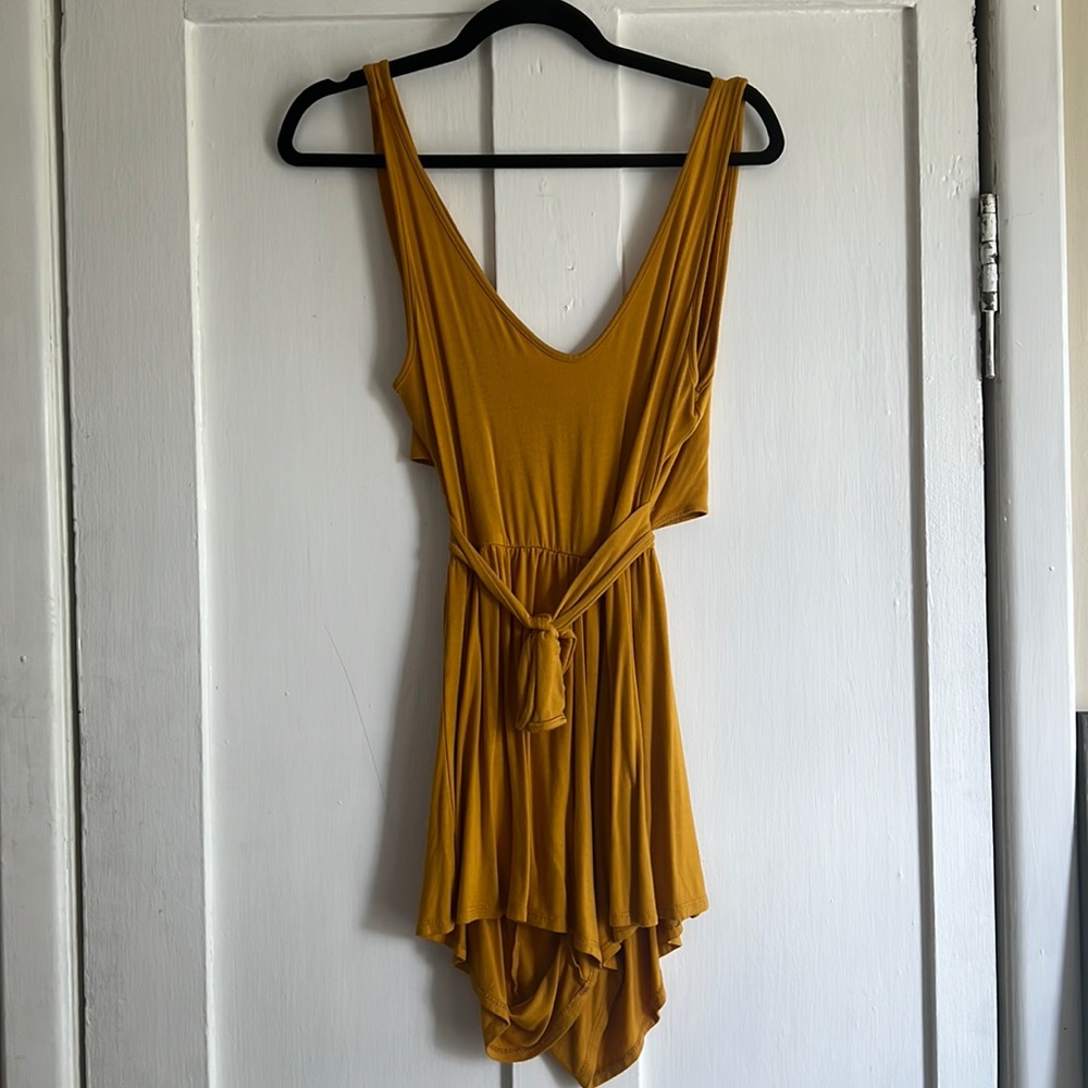 Yellow tie front romper(never worn out)